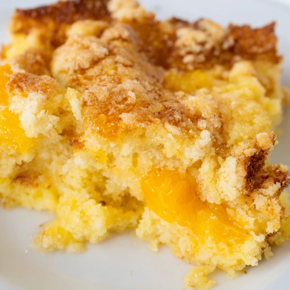 Golden citrus lemon dump cake with bubbling fruit layer and buttery yellow topping