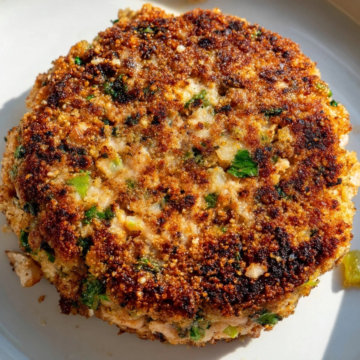 Pan-fried easy salmon cakes with canned salmon garnished with fresh parsley and lemon
