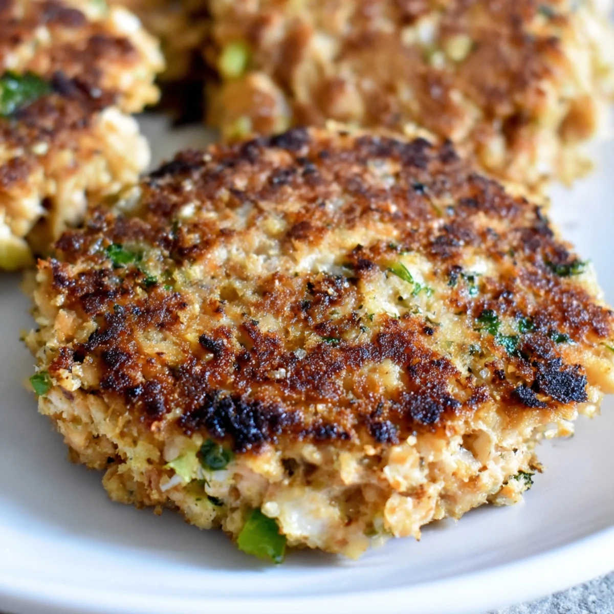 Homemade easy salmon cakes with canned salmon patties arranged on serving platter with dipping sauce