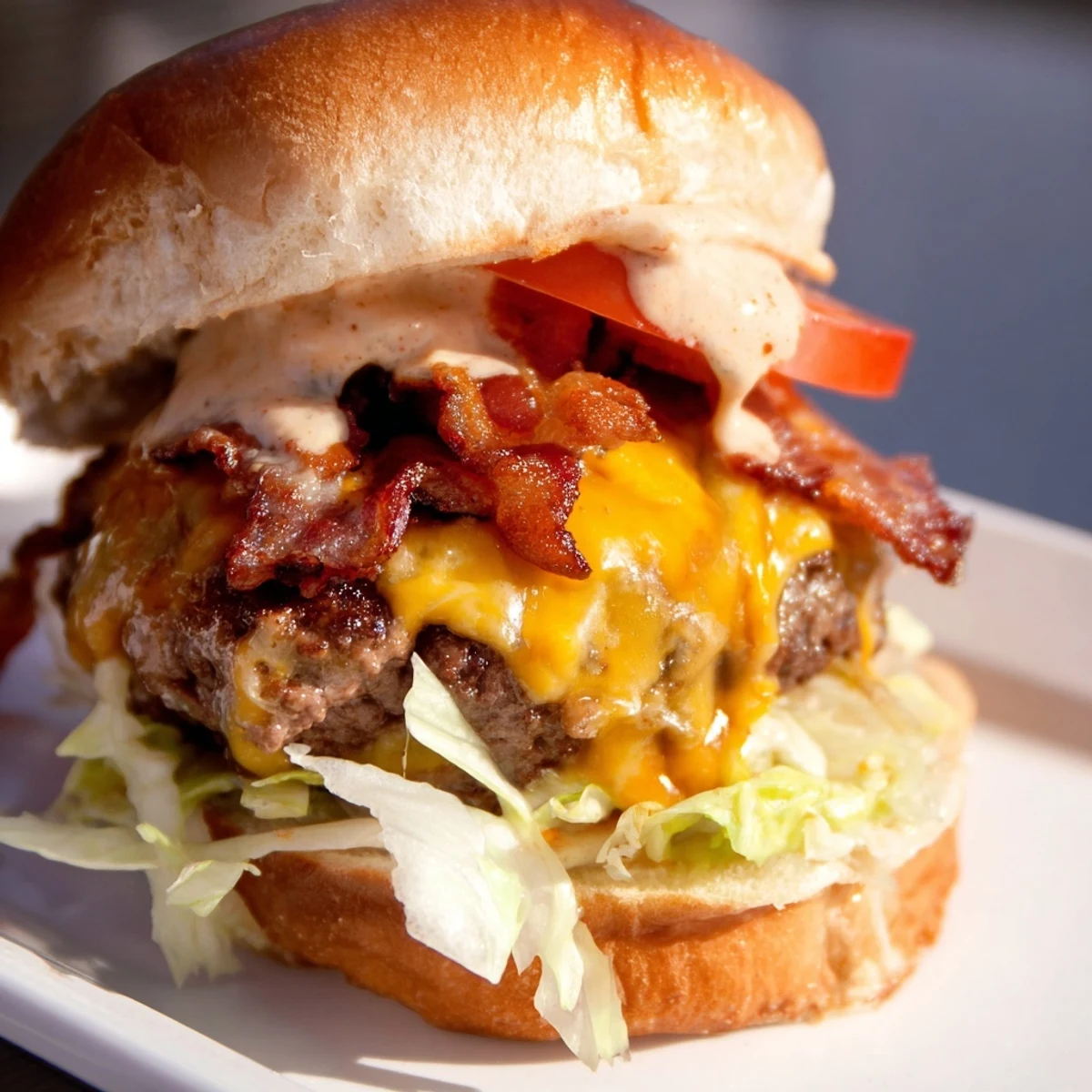 Delicious homemade Crack Burgers loaded with melty cheese, crunchy fried onions, and crisp lettuce