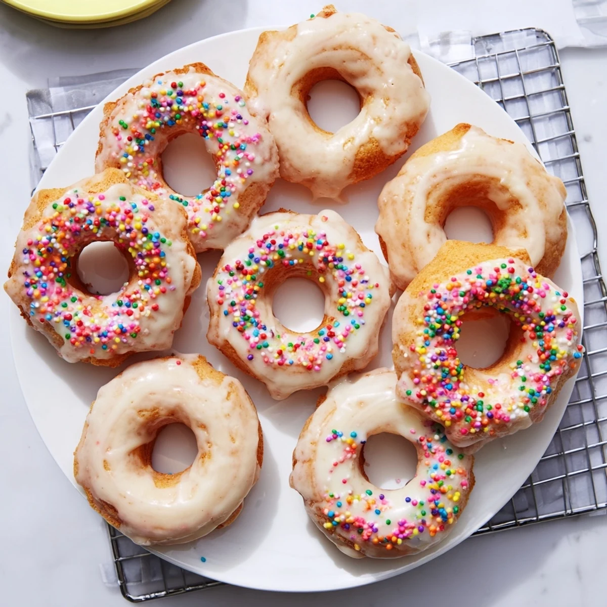 Light and fluffy Greek yogurt cake donuts dusted with powdered sugar and cinnamon