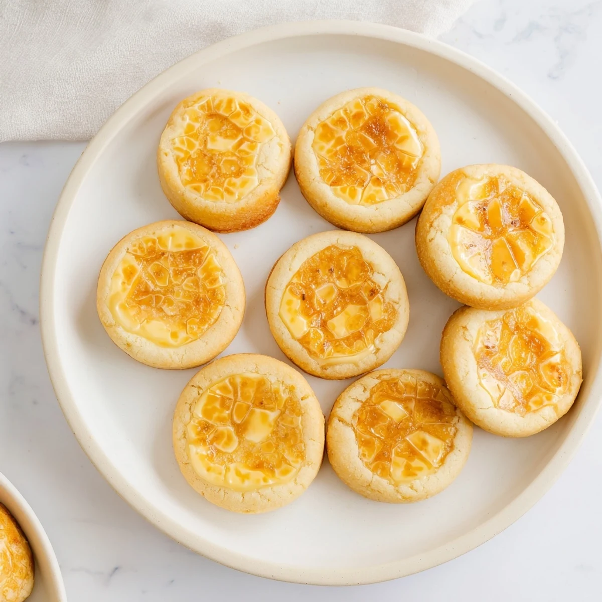 Golden caramelized sugar tops these rich Creme Brulee Shortbread Cookies with a crisp, crackly finish and creamy custard center