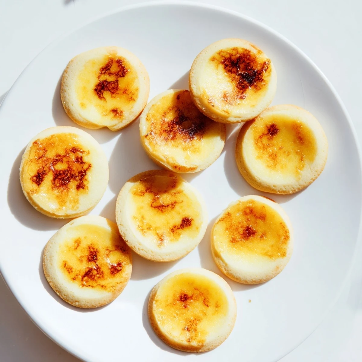 Buttery shortbread cookies topped with vanilla custard and torched sugar create elegant Creme Brulee Shortbread Cookies perfect for dessert