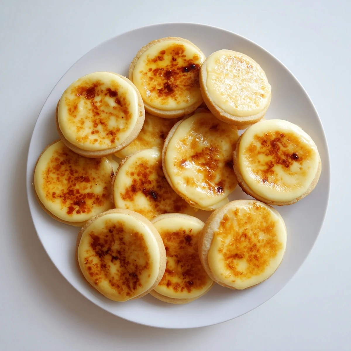 French-inspired Creme Brulee Shortbread Cookies feature a shattering caramelized sugar layer over smooth vanilla custard on tender shortbread