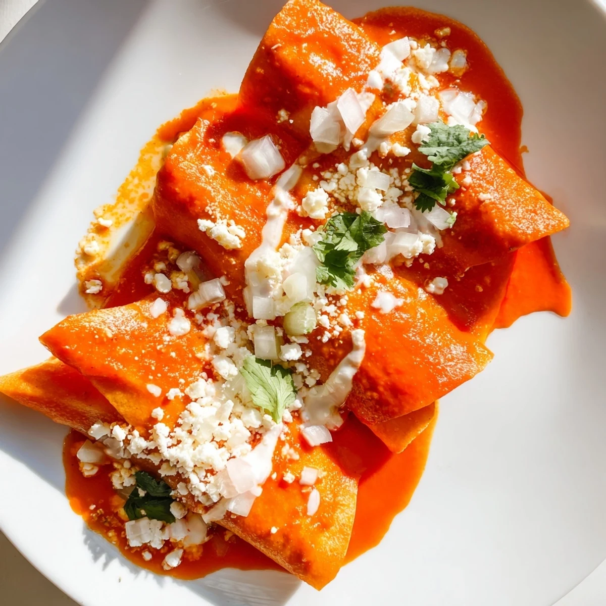Entomatadas folded corn tortillas smothered in rich red tomato sauce with crumbled cheese
