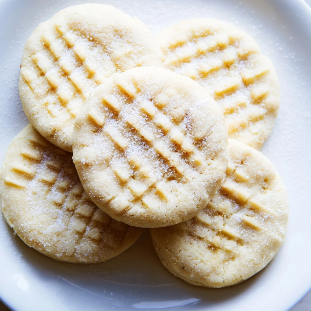A plateful of Grandma's Secret Butter Cookies served alongside a steaming cup of tea