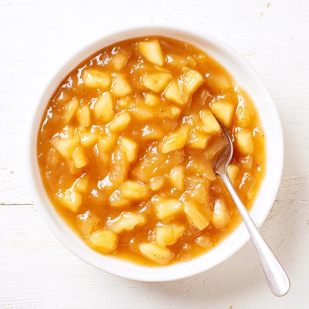 Spreading Fall Caramel Apple Jam on warm toast, tart apple chunks visible