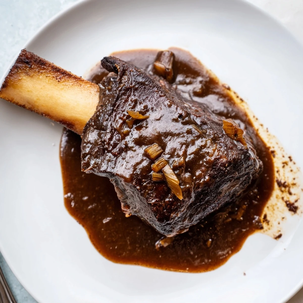 Aromatic Slow Cooker Beef Short Ribs with carrots and rosemary, ready to serve