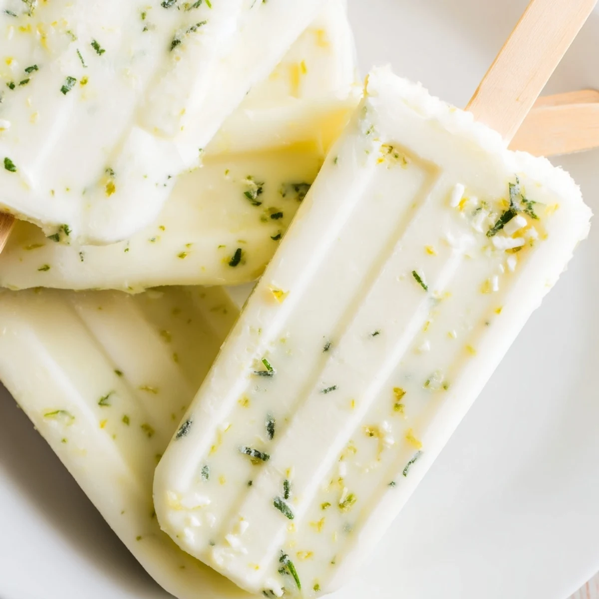 Homemade zesty lemon yogurt popsicles arranged on wooden popsicle sticks with vibrant yellow coloring