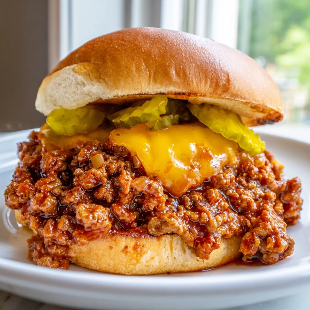 Crispy beef crumbles coated in tangy sauce for these Smash Burger Sloppy Joes